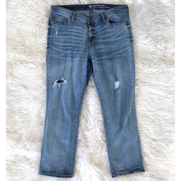 Gap Blue Denim Slim Straight Crop Jeans - Picture 2 of 8